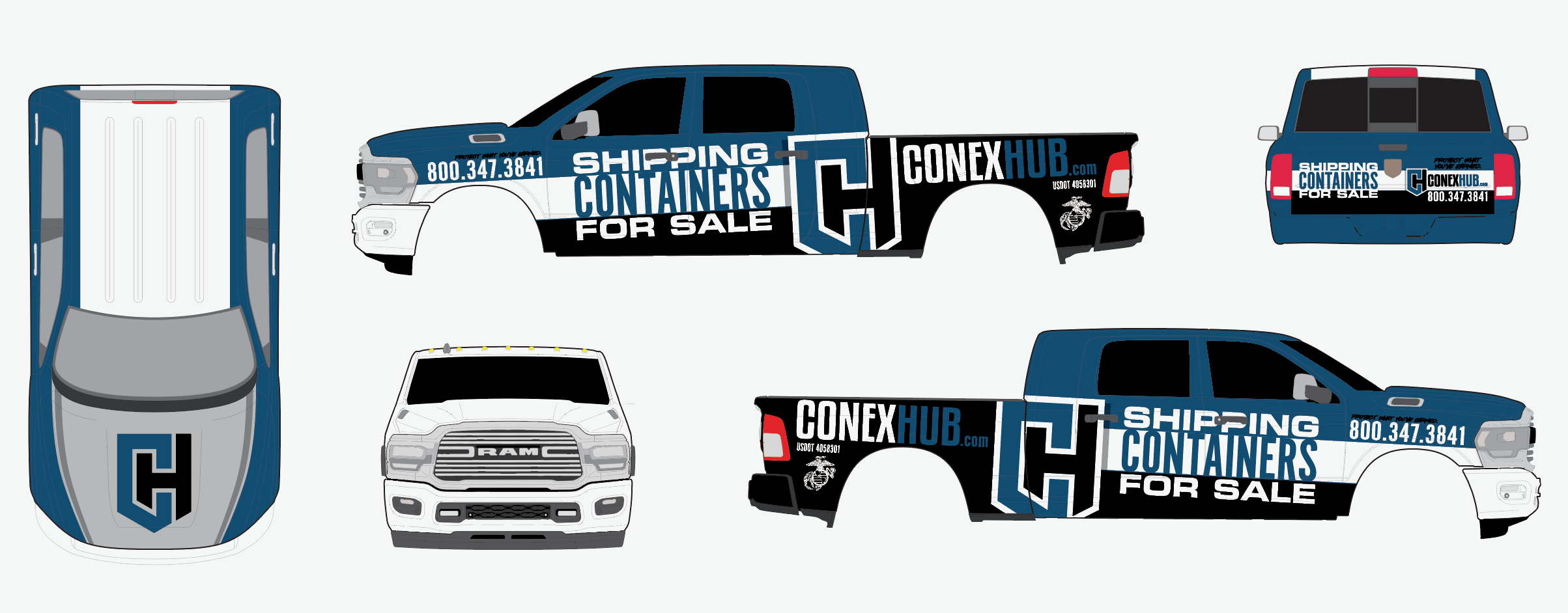 Conex Hub branded fleet truck wrap